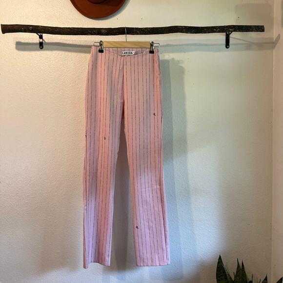 I AM GIA Pink Pinstripe Dominique High Rise Cropped Pants Size Small - Picture 15 of 16